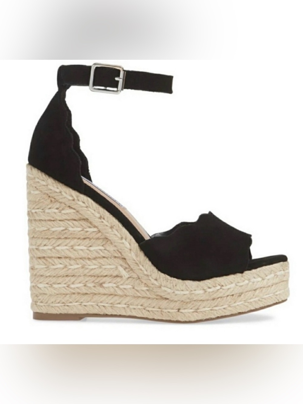 Steve Madden Black Suede Susana Espadrille Wedge Size 8.5